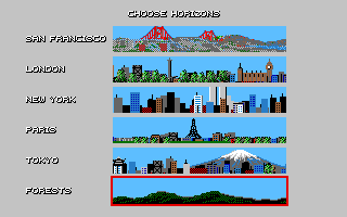 Stunt Driver (DOS) screenshot: Choose Horizons (VGA 16 colors)