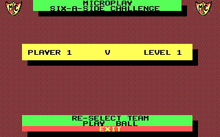 Keith Van Eron's Pro Soccer (DOS) screenshot: Keith Van Eron's Pro Soccer - Indoor Sports Select Menu 1 (CGA)