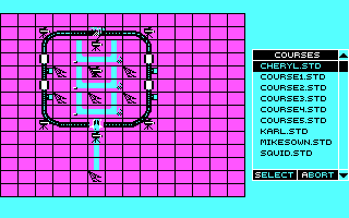 Stunt Driver (DOS) screenshot: Select Courses (CGA)