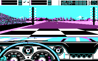 Stunt Driver (DOS) screenshot: Adrenaline Waiting for the Light! (CGA)