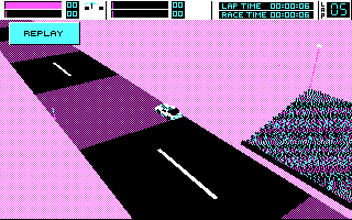 Stunt Driver (DOS) screenshot: Replay (CGA)