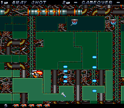 Legion (TurboGrafx CD) screenshot: Green backgrounds. Turrets are shooting at me