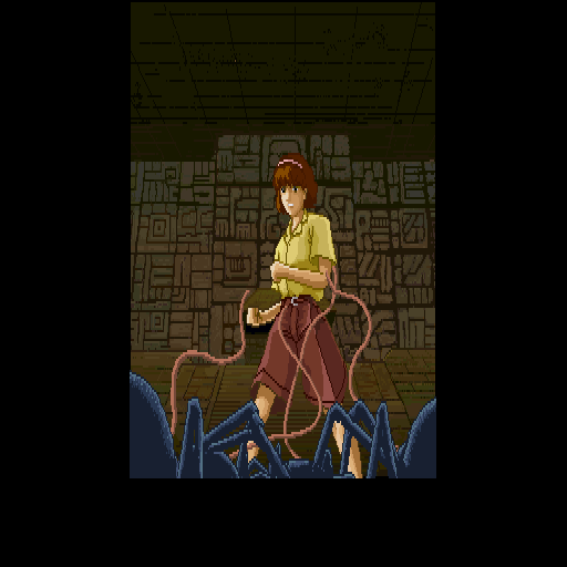 Yami no Ketsuzoku: Kanketsu-hen (Sharp X68000) screenshot: One of the game's scary supernatural scenes
