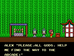 Alex Kidd: High-Tech World (SEGA Master System) screenshot: I'm sorry to disappoint you, Alex, but no-one will help you reach the arcade
