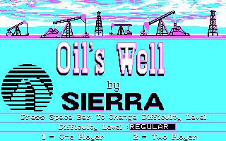 Oil's Well (DOS) screenshot: Title screen (CGA 4 color)