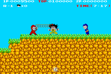 Kid Niki: Radical Ninja (Arcade) screenshot: Get over here!