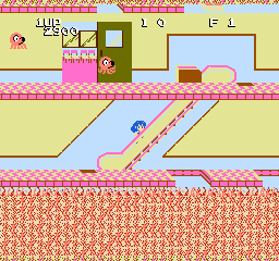 Urusei Yatsura: Lum no Wedding Bell (NES) screenshot: Riding up an escalator