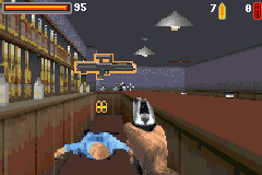 Ecks vs. Sever (Game Boy Advance) screenshot: Be careful, just when you grab that G11, you will be swarmed by a dozen SWAT dudes