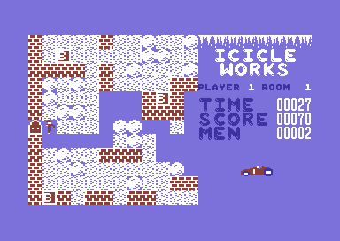 Icicle Works (Commodore 64) screenshot: Head to the exit when done