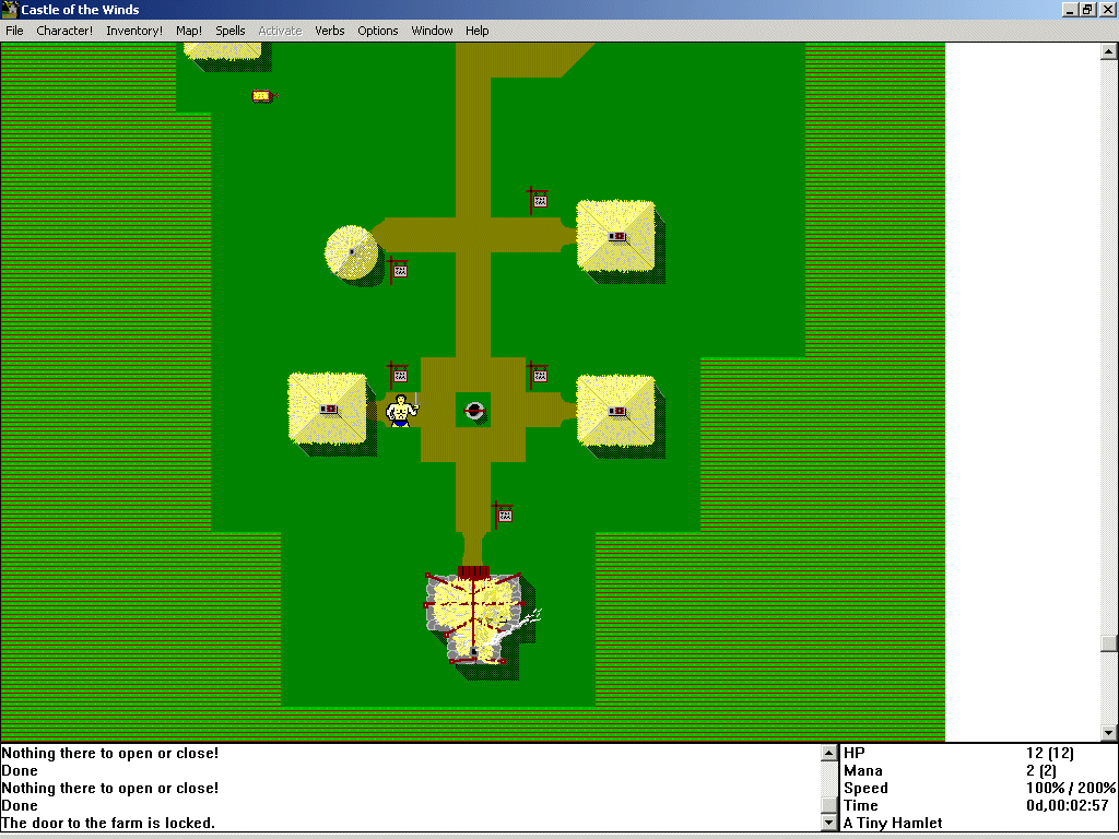 Castle of the Winds (Windows 3.x) screenshot: About to leave the little farming village and head out on adventure