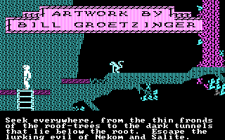 Below the Root (PC Booter) screenshot: Game demo and opening credits (CGA with RGB monitor)