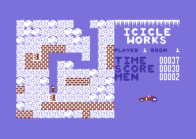 Icicle Works (Commodore 64) screenshot: When all the needed parcel has been connected the rest turns to bonus points