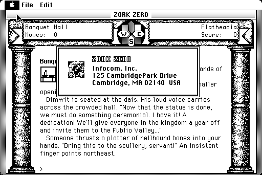 Zork Zero: The Revenge of Megaboz (Macintosh) screenshot: About
