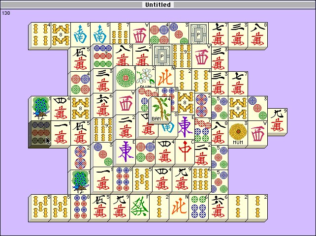 Shanghai II: Dragon's Eye (Macintosh) screenshot: The standard Mahjongg set.