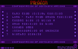 Infestation (Atari ST) screenshot: Main menu