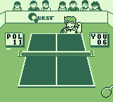 Battle Pingpong (Game Boy) screenshot: Raising his fist in victory.