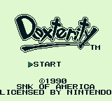 Dexterity (Game Boy) screenshot: Title screen