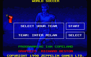 World Soccer (Atari ST) screenshot: Team selection screen