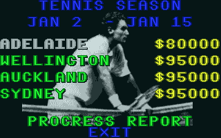 International 3D Tennis (Atari ST) screenshot: Season progress report