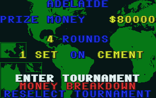 International 3D Tennis (Atari ST) screenshot: Tournament details