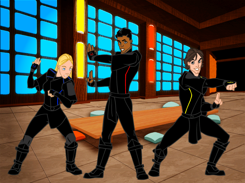 Power Rangers: Ninja Storm (Windows) screenshot: It's time for the Power Rangers to go to the rescue.