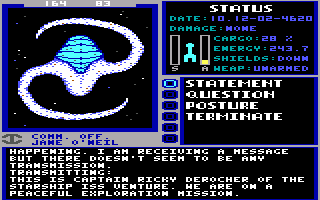 Starflight (DOS) screenshot: Minstrel. (EGA/Tandy)