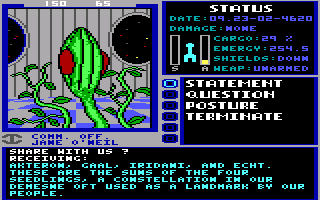 Starflight (DOS) screenshot: Elowyn. (EGA/Tandy)
