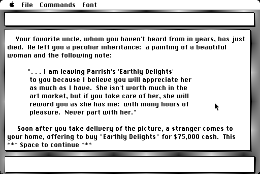 Earthly Delights (Macintosh) screenshot: Game start