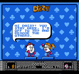 Wonderland Dizzy (NES) screenshot: Talking to Daisy