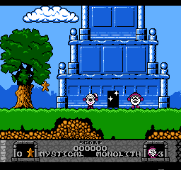 Wonderland Dizzy (NES) screenshot: You start out next to the magical castle.