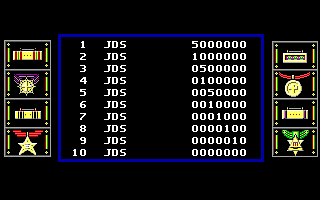 Rambo III (DOS) screenshot: Top Scores (EGA/VGA/Tandy)