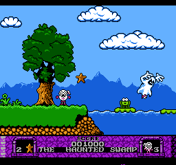 Wonderland Dizzy (NES) screenshot: This looks hard to cross with that ghost around!