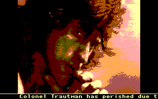 Rambo III (DOS) screenshot: Your mission has failed (EGA Enhanced color)