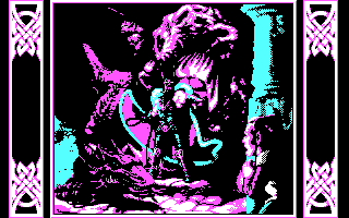 Dragons of Flame (DOS) screenshot: Intro screen (CGA)