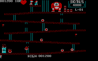 Donkey Kong (PC Booter) screenshot: With love from my heart? (CGA without Full Color)
