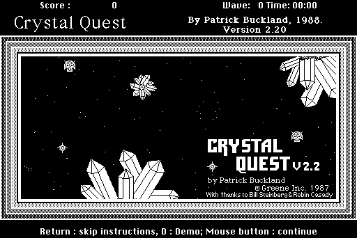 Crystal Quest (Macintosh) screenshot: Title screen