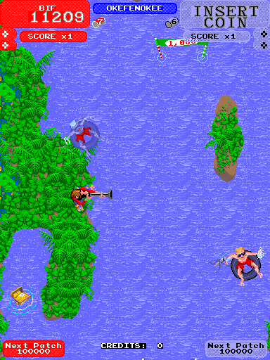 Toobin' (Arcade) screenshot: Okefenokee river