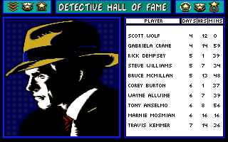 Dick Tracy: The Crime-Solving Adventure (Amiga) screenshot: Top Ten List.