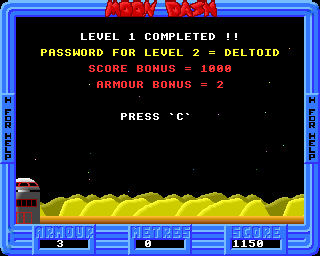 Bug Hunter / Moon Dash (Acorn 32-bit) screenshot: Completed a level (Moon Dash)