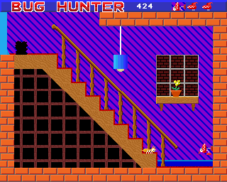 Bug Hunter / Moon Dash (Acorn 32-bit) screenshot: Staircase level (Bug Hunter)