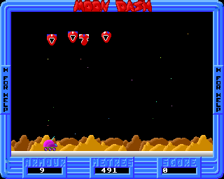 Bug Hunter / Moon Dash (Acorn 32-bit) screenshot: Enemies appear above (Moon Dash)