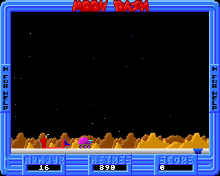 Bug Hunter / Moon Dash (Acorn 32-bit) screenshot: The race on the ground begins (Moon Dash)