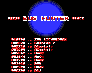 Bug Hunter / Moon Dash (Acorn 32-bit) screenshot: High score (Bug Hunter)