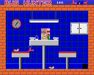 Bug Hunter / Moon Dash (Acorn 32-bit) screenshot: Passing out in the second level (Bug Hunter)