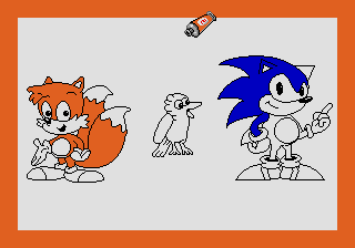 Tails and the Music Maker (SEGA Pico) screenshot: Free Paint Mode with optional characters to color in.