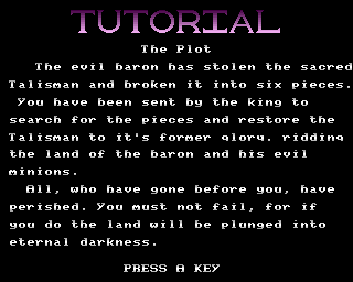 Talisman (Acorn 32-bit) screenshot: Tutorial - story
