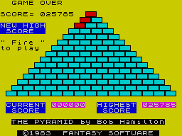 The Pyramid (ZX Spectrum) screenshot: Game over