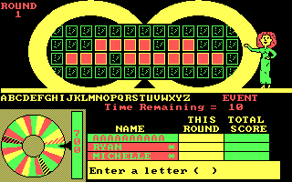 Wheel of Fortune (DOS) screenshot: Enter a Letter