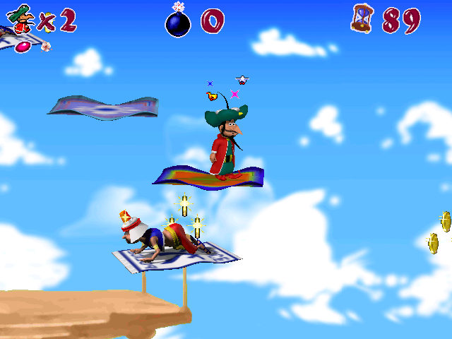 Saban's Iznogoud (DOS) screenshot: Magic carpet madness!