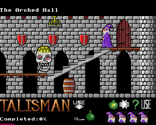 Talisman (Acorn 32-bit) screenshot: Encounter with a scary skull